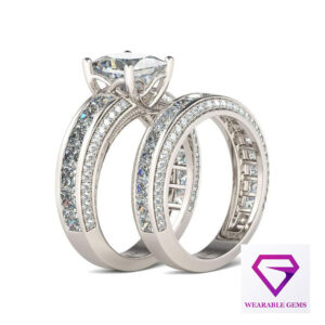 Sterling Silver Princess Cut Bridal Set