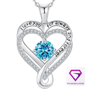 Infinity Heart “I Love You” Birthstone Necklace
